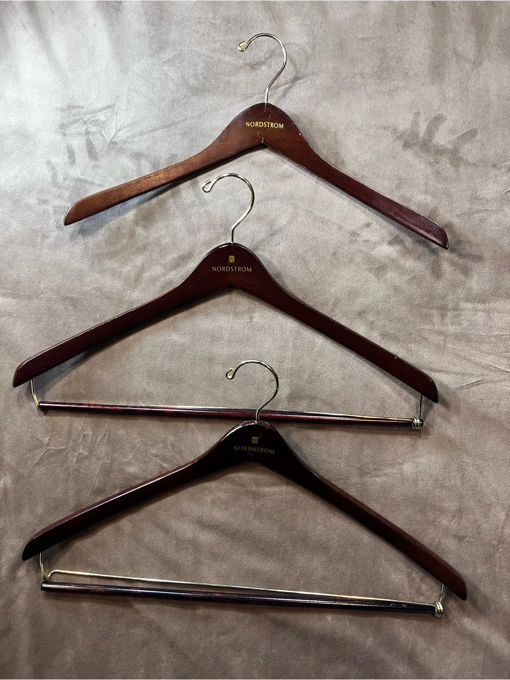 Nordstrom Mahogany Wooden Suit and Pant Hangers with Gold Logo